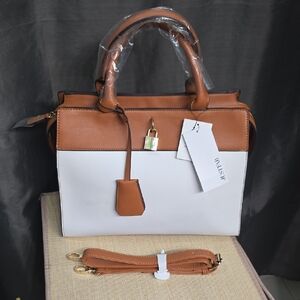 JustFab Tan and White Satchel